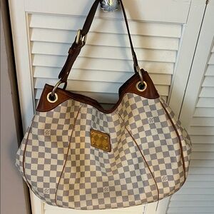 Louis Vuitton White and Brown Checkered Shoulder Bag